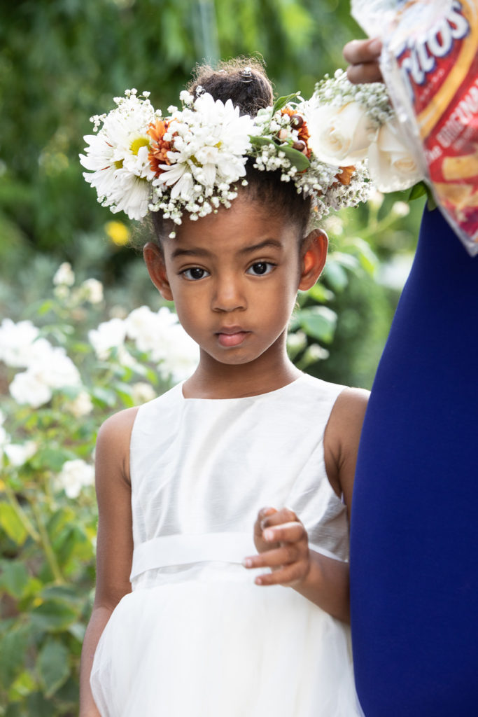 Flower girl with daisy headpiece