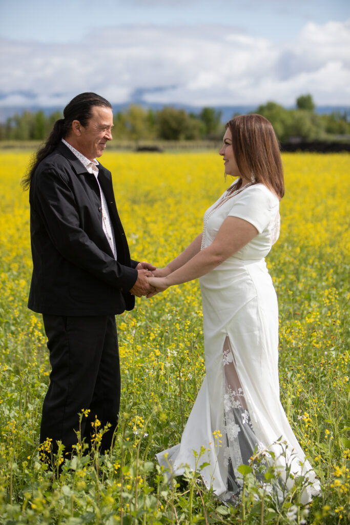California wedding in mustard fields