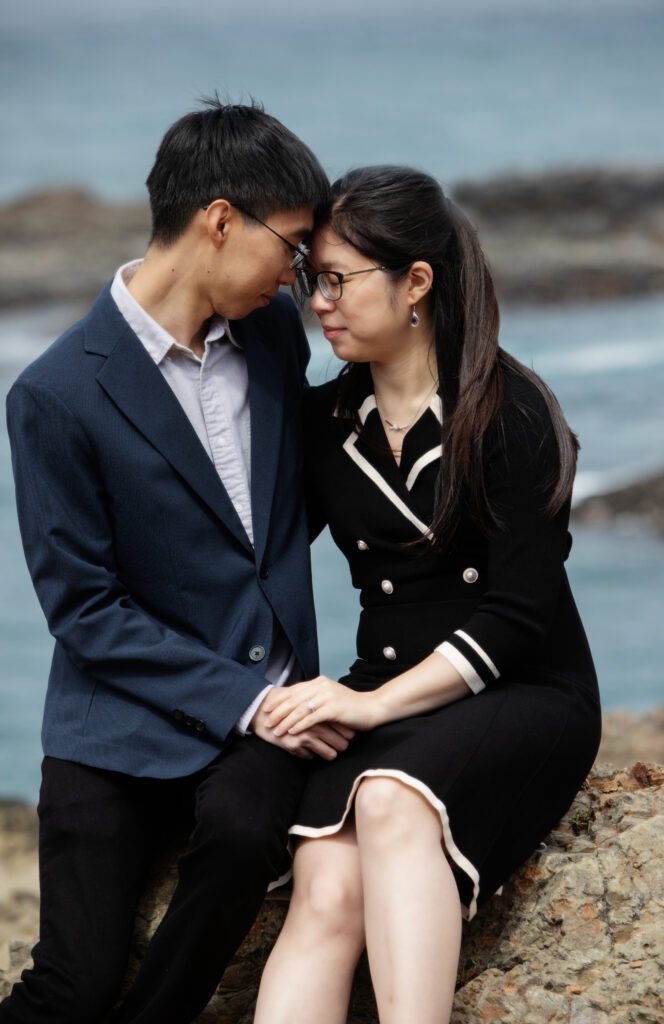 Romantic moment between a couple in mendocino