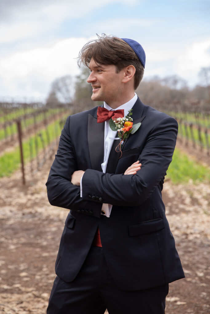 Jewish groom with a Yamakule